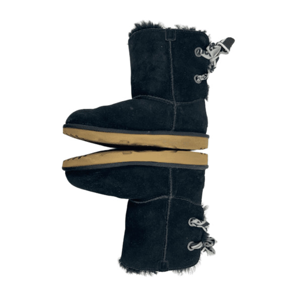 UGG girls black short boots with back lace size 2 - Picture 3 of 7